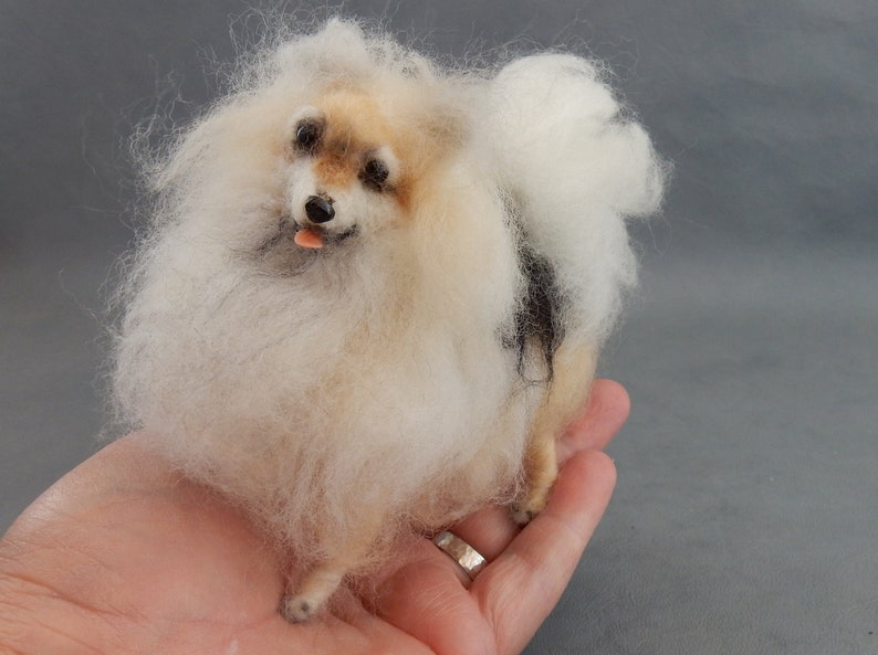 Spitz custom felted dog miniature Pomeranian look-alike custom dog replica needle felted dog soft sculpture dog remembrance dog keepsake image 7