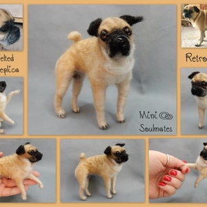 Needle felted Pug art memorial gift custom felted dog needle felted dog miniature custom dog replica .dog urn gift. dog rainbow bridge gift image 5