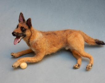 Custom Malinois Replica from Photos: Needle Felted Dog Miniature - Flexible Sculpture