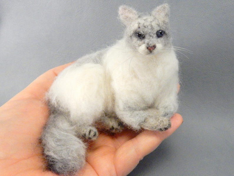 Custom felted cat sculpture Ragdoll Cat needle felted cat miniature custom cat replica Birman cat loss memorial Persian Cat Himalayan Cat image 8