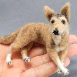 Smooth Collie needle felted dog miniature figure dog loss remembrance gift wool effigy custom dog replica custom felted dog soft sculpture image 1