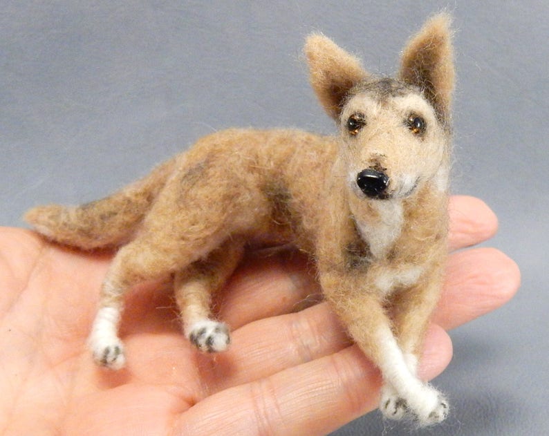 Smooth Collie needle felted dog miniature figure dog loss remembrance gift wool effigy custom dog replica custom felted dog soft sculpture image 1