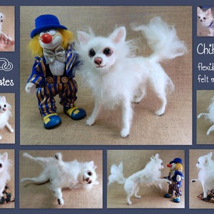 White Chihuahua needle felted dog portrait from photo flexible dog replica chihuahua dog loss memorial custom felted dog as urn decor image 7