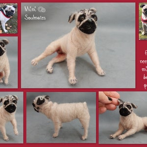 Needle felted Pug art memorial gift custom felted dog needle felted dog miniature custom dog replica .dog urn gift. dog rainbow bridge gift image 4