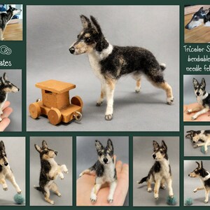 Smooth Collie needle felted dog miniature figure dog loss remembrance gift wool effigy custom dog replica custom felted dog soft sculpture image 3