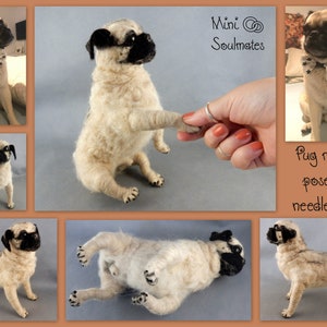 Needle felted Pug art memorial gift custom felted dog needle felted dog miniature custom dog replica .dog urn gift. dog rainbow bridge gift image 2