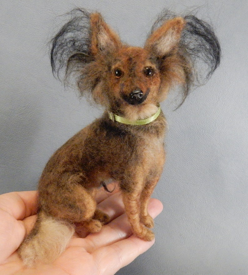 Needle felted dog Russkiy Toy Terrier custom dog replica Russian Toy Terrier soft sculpture felted dog miniature dog lover gift memento gift image 10