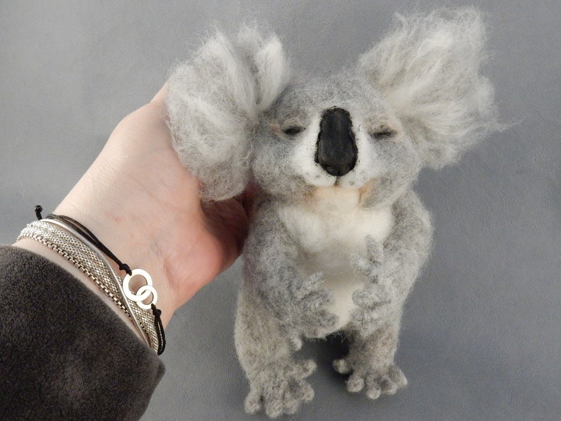 Koala miniature needle felted Koala replica custom made koala sculpture Koala lover gift cute Koala baby felt Koala lookalike sleeping Koala image 2