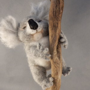 Koala miniature needle felted Koala replica custom made koala sculpture Koala lover gift cute Koala baby felt Koala lookalike sleeping Koala image 1