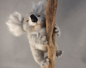 Koala miniature needle felted Koala replica custom made koala sculpture Koala lover gift cute Koala baby felt Koala lookalike sleeping Koala