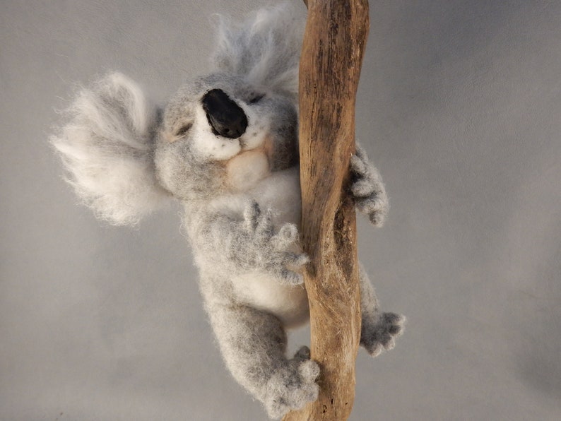 Koala miniature needle felted Koala replica custom made koala sculpture Koala lover gift cute Koala baby felt Koala lookalike sleeping Koala image 1