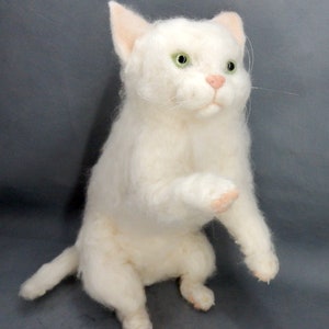 Needle felt cat replica white cat miniature custom felted cat soft sculpture short haired cat loss memorial custom cat effigy cat loss gift image 9