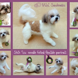 Custom dog replica Shih Tzu felt dog miniature needle felted dog replica poseable dog soft sculpture custom pet portrait dog lover gift idea image 3