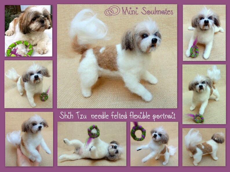 Custom dog replica Shih Tzu felt dog miniature needle felted dog replica poseable dog soft sculpture custom pet portrait dog lover gift idea image 3