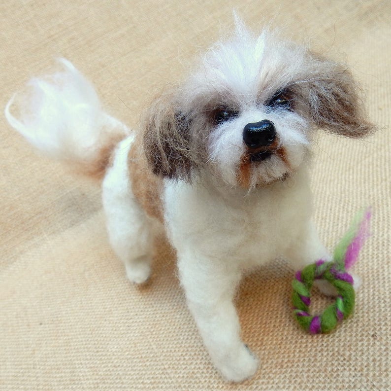 Custom dog replica Shih Tzu felt dog miniature needle felted dog replica poseable dog soft sculpture custom pet portrait dog lover gift idea image 9