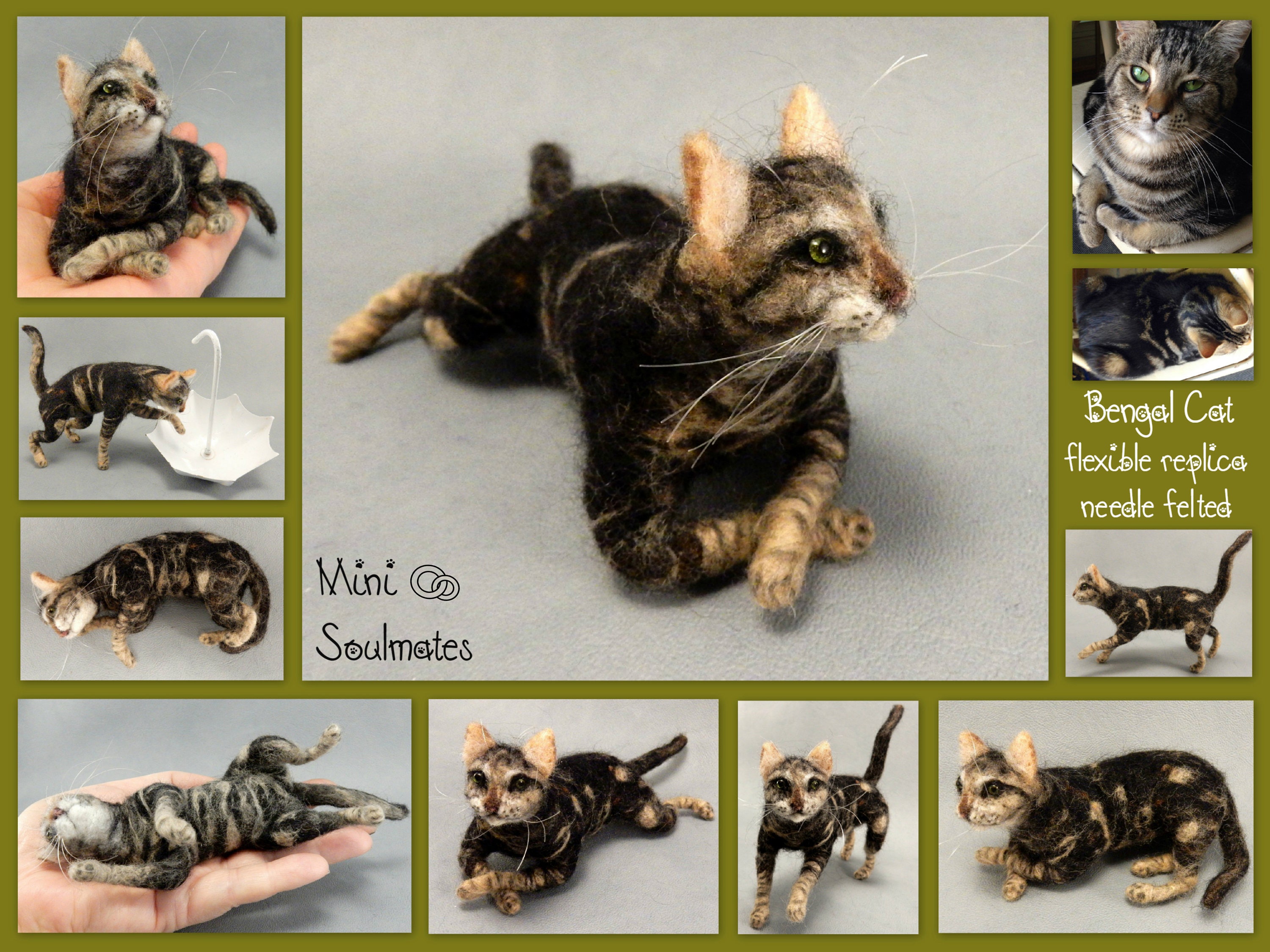 Custom Cat Replica Gray Tabby Cat Mom Custom Felted Cat Miniature