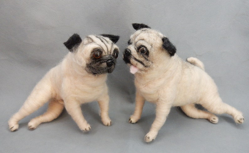 Needle felted Pug art memorial gift custom felted dog needle felted dog miniature custom dog replica .dog urn gift. dog rainbow bridge gift image 1