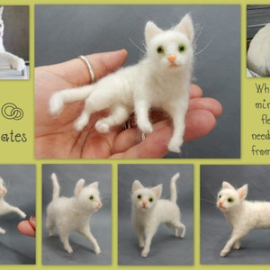 Needle felt cat replica white cat miniature custom felted cat soft sculpture short haired cat loss memorial custom cat effigy cat loss gift image 7