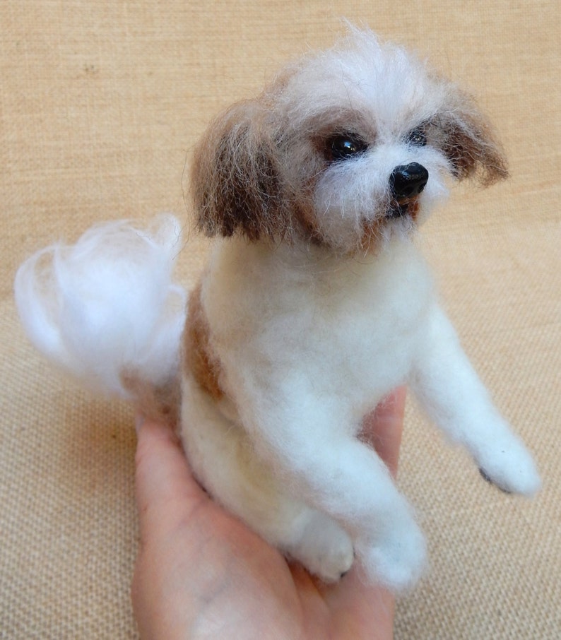 Custom dog replica Shih Tzu felt dog miniature needle felted dog replica poseable dog soft sculpture custom pet portrait dog lover gift idea image 7