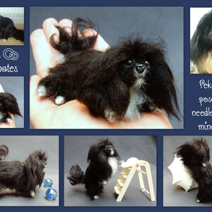 Pekingese needle felted dog Japanese Chin custom dog miniature toy dog replica custom felted dog lap dog soft sculpture dog loss remembrance image 5