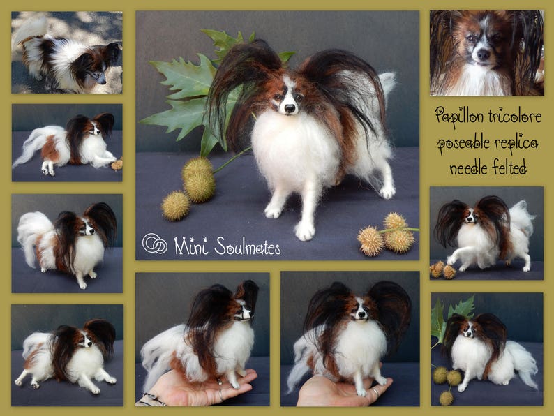 Papillon needle felted dog miniature custom felted dog replica custom dog loss memorial gift idea dog soft sculpture pet portrait from photo image 7