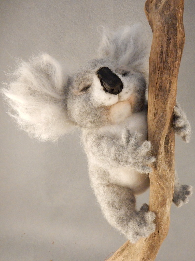 Koala miniature needle felted Koala replica custom made koala sculpture Koala lover gift cute Koala baby felt Koala lookalike sleeping Koala image 3