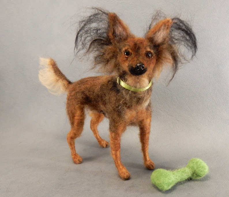 Needle felted dog Russkiy Toy Terrier custom dog replica Russian Toy Terrier soft sculpture felted dog miniature dog lover gift memento gift image 1
