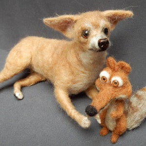 Red Chihuahua custom felted dog miniature needle felted dog replica custom dog replica Chihuahua copy dog mini me remembrance dog memorial