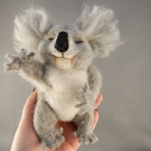 Koala miniature needle felted Koala replica custom made koala sculpture Koala lover gift cute Koala baby felt Koala lookalike sleeping Koala image 8