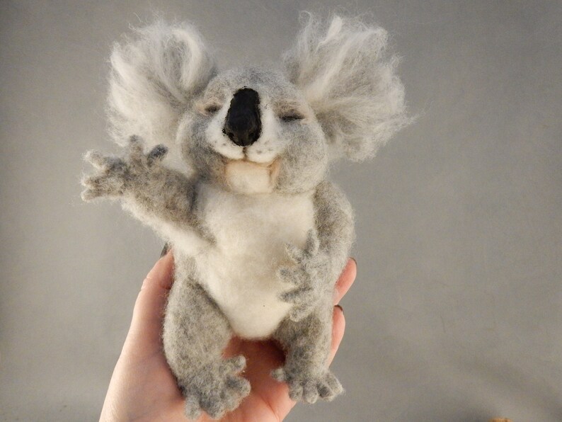 Koala miniature needle felted Koala replica custom made koala sculpture Koala lover gift cute Koala baby felt Koala lookalike sleeping Koala image 8