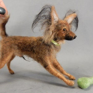 Needle felted dog Russkiy Toy Terrier custom dog replica Russian Toy Terrier soft sculpture felted dog miniature dog lover gift memento gift image 8