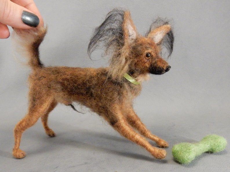 Needle felted dog Russkiy Toy Terrier custom dog replica Russian Toy Terrier soft sculpture felted dog miniature dog lover gift memento gift image 8