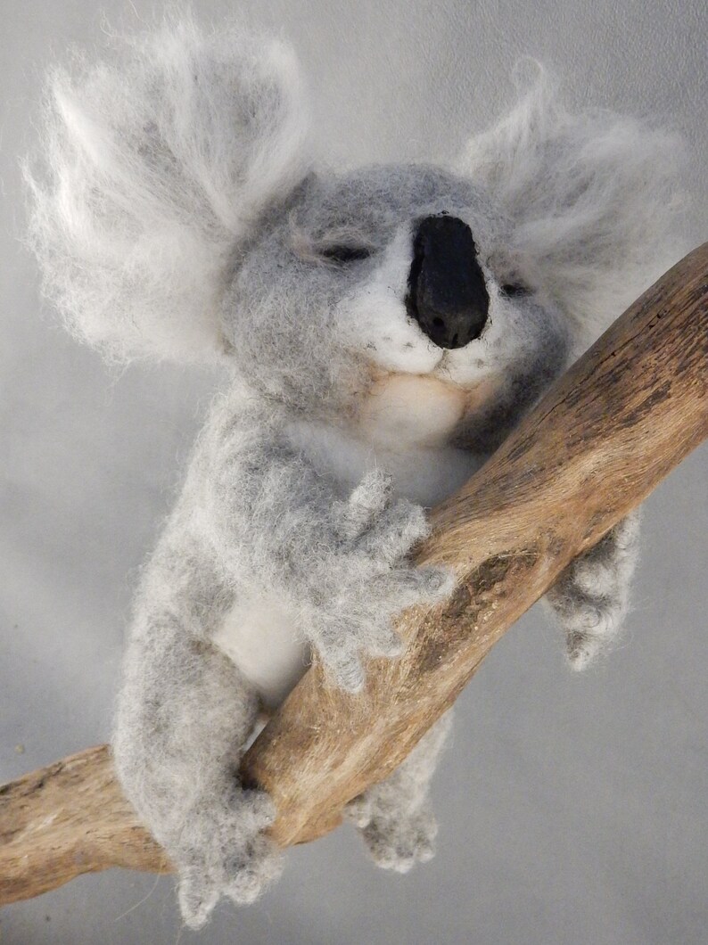Koala miniature needle felted Koala replica custom made koala sculpture Koala lover gift cute Koala baby felt Koala lookalike sleeping Koala image 9