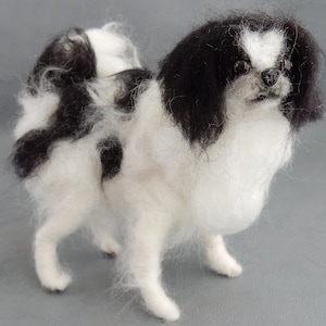 Pekingese needle felted dog Japanese Chin custom dog miniature toy dog replica custom felted dog lap dog soft sculpture dog loss remembrance image 1