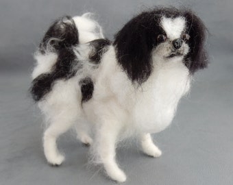 Pekingese needle felted dog Japanese Chin custom dog miniature toy dog replica custom felted dog lap dog soft sculpture dog loss remembrance