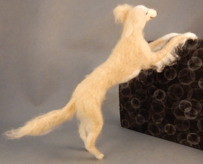 Silken Windsprite needle felted dog miniature long haired Whippet custom dog clone custom felted dog urn deco idea pet memorial lookalike image 8