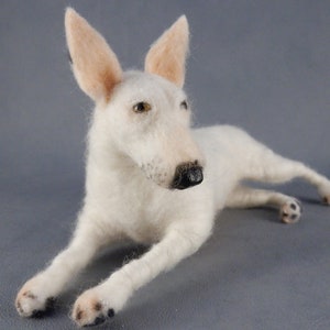 Custom Needle Felted Bull Terrier Replica from Photos:  Flexible Sculpture - Dog Memorial
