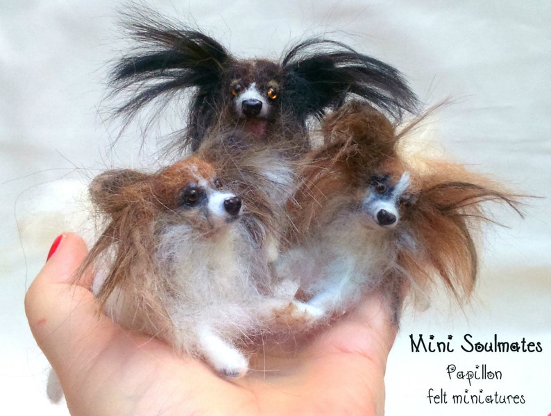 Papillon needle felted dog miniature custom felted dog replica custom dog loss memorial gift idea dog soft sculpture pet portrait from photo image 10