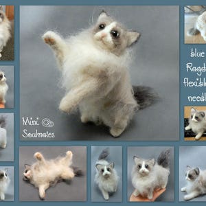 Custom felted cat sculpture Ragdoll Cat needle felted cat miniature custom cat replica Birman cat loss memorial Persian Cat Himalayan Cat image 3