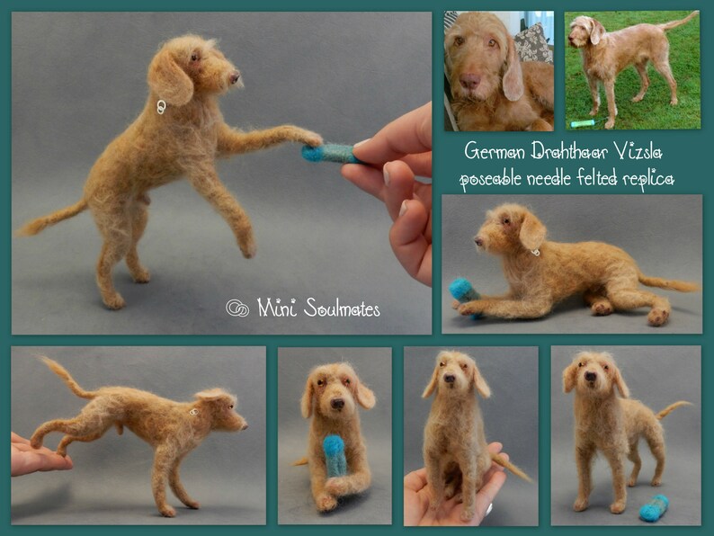 Drahthaar needle felted dog urn gift German Wirehaired Vizsla custom felt dog replica dog sympathy gift shorthaired Vizsla Kromfordl\u00e4nder
