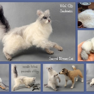 Custom felted cat sculpture Ragdoll Cat needle felted cat miniature custom cat replica Birman cat loss memorial Persian Cat Himalayan Cat image 5