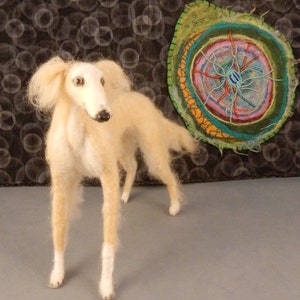 Silken Windsprite needle felted dog miniature long haired Whippet custom dog clone custom felted dog urn deco idea pet memorial lookalike image 7