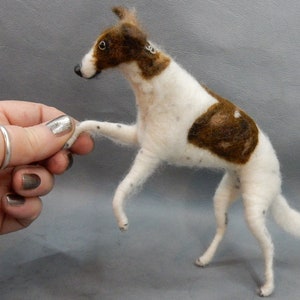 Silken Windsprite needle felted dog miniature long haired Whippet custom dog clone custom felted dog urn deco idea pet memorial lookalike image 2