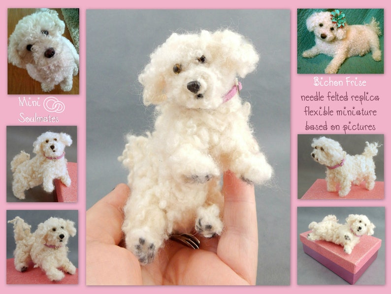 Bichon Frise custom dog effigy dog loss memorial Bolonese dog needle felt dog sculpture custom felted dog replica Mother's Day gift image 5