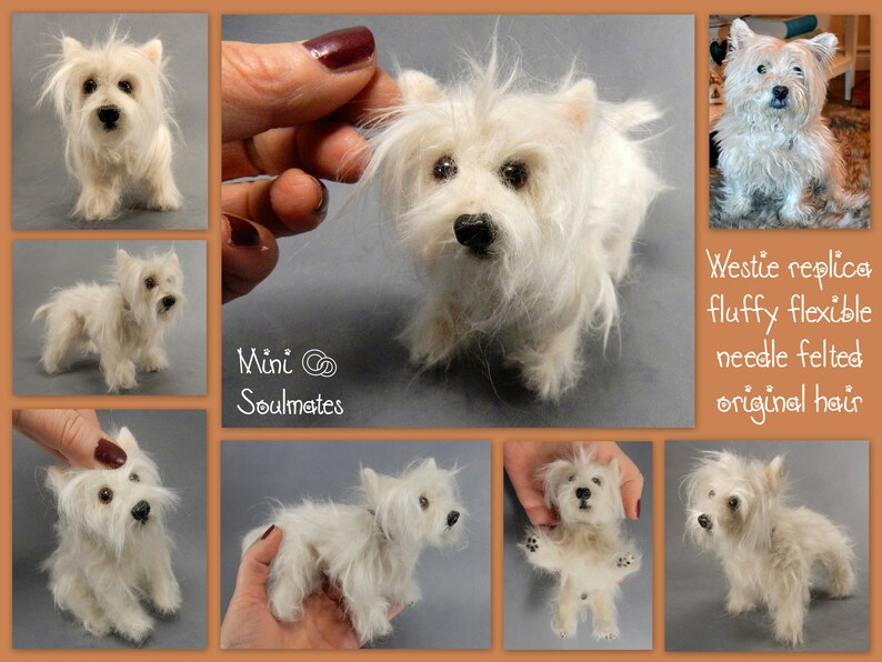 Westie felted with dog hair needle felted dog miniature custom Etsy