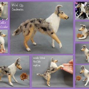 Smooth Collie needle felted dog miniature figure dog loss remembrance gift wool effigy custom dog replica custom felted dog soft sculpture image 2
