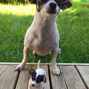 White Chihuahua needle felted dog portrait from photo flexible dog replica chihuahua dog loss memorial custom felted dog as urn decor image 2