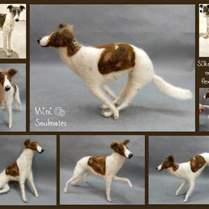 Silken Windsprite needle felted dog miniature long haired Whippet custom dog clone custom felted dog urn deco idea pet memorial lookalike image 4