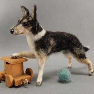 Smooth Collie needle felted dog miniature figure dog loss remembrance gift wool effigy custom dog replica custom felted dog soft sculpture image 8