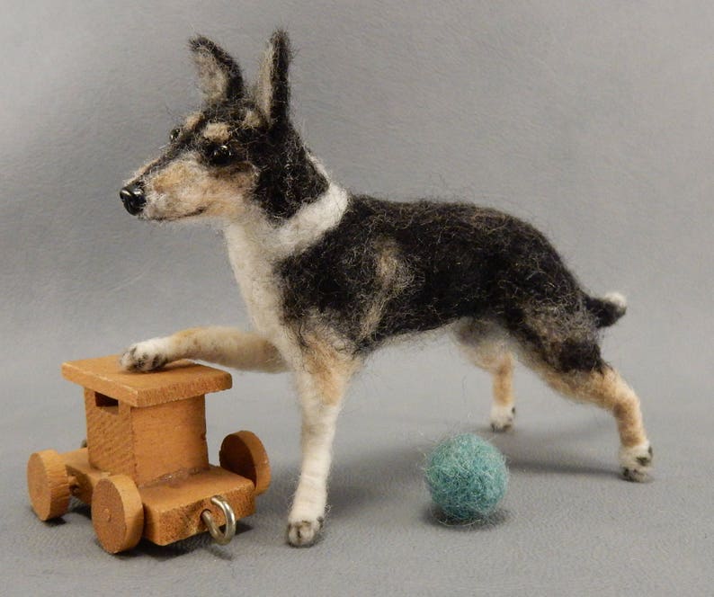 Smooth Collie needle felted dog miniature figure dog loss remembrance gift wool effigy custom dog replica custom felted dog soft sculpture image 8